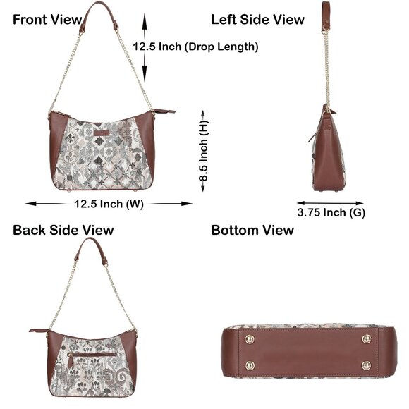 Women's Abstract Pattern Tapestry Fabric Hobo Bag |Shoulder Sling bag, Purse - Picture 3 of 8